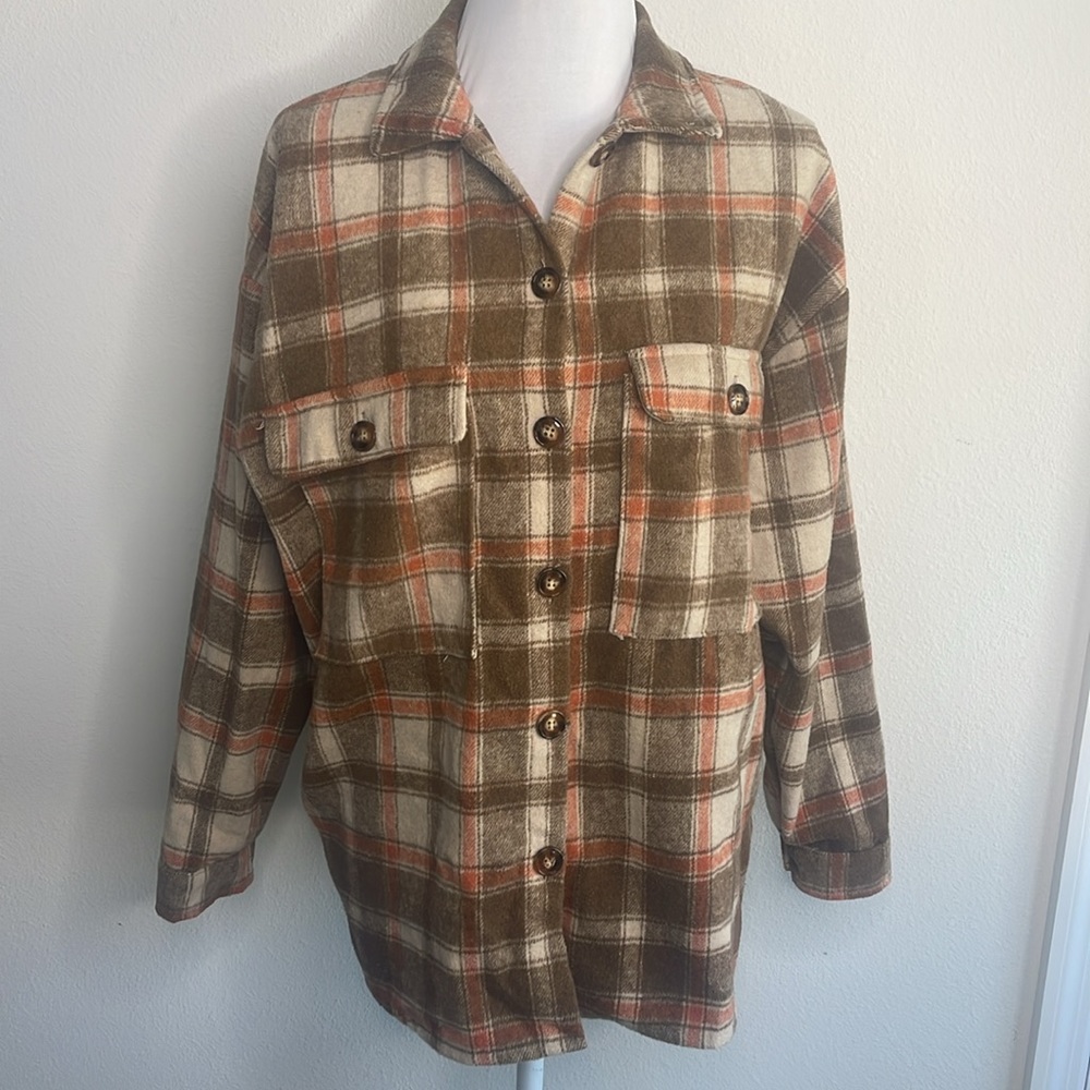 Plaid Button Down With Front Pockets Fall Winter … - image 3
